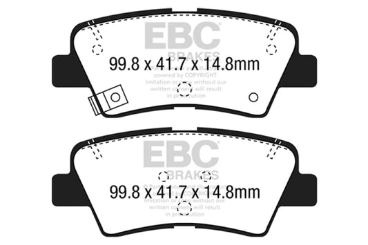 EBC 15+ Hyundai Sonata 1.6 Turbo (Elec Park Brake) Ultimax2 Rear Brake Pads