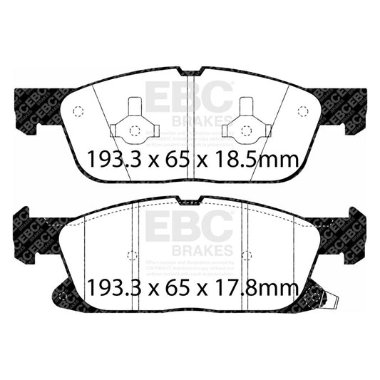 EBC 2016+ Lincoln Continental (10th Gen) 2.7L Twin Turbo Yellowstuff Front Brake Pads