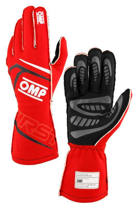 OMP FIRST GLOVES FIA 8856-2018 MY2025 NAVY BLUE / CYAN SZ S