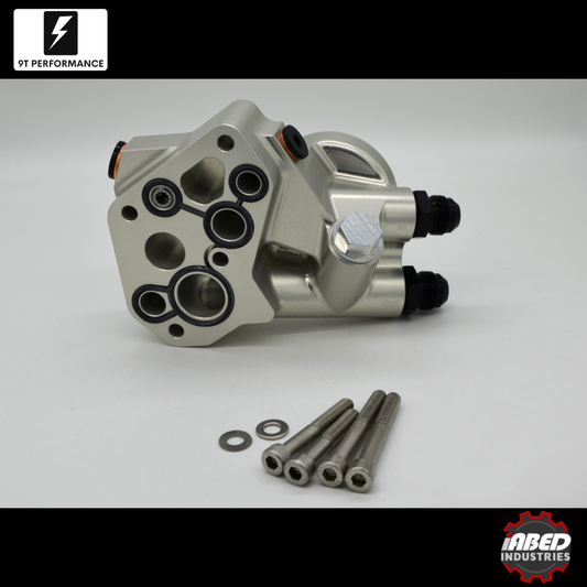 iABED Longitudinal 07k Billet Oil Filter Housing w/ Built In Thermostat