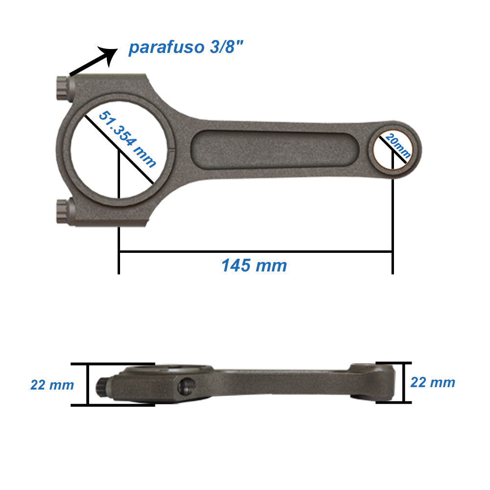 Fiat Coupe / Lancia 2.0 20V 144mm x 20mm High Performance Connecting Rod Set 3/8" bolt (700hp)
