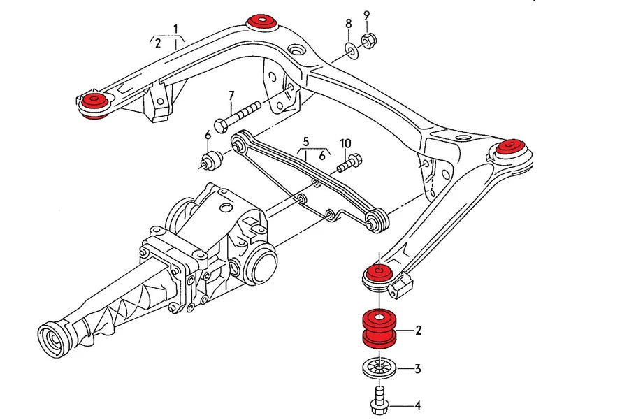 Verkline Rear Aluminum Subframe Bushings - Audi B4/B5