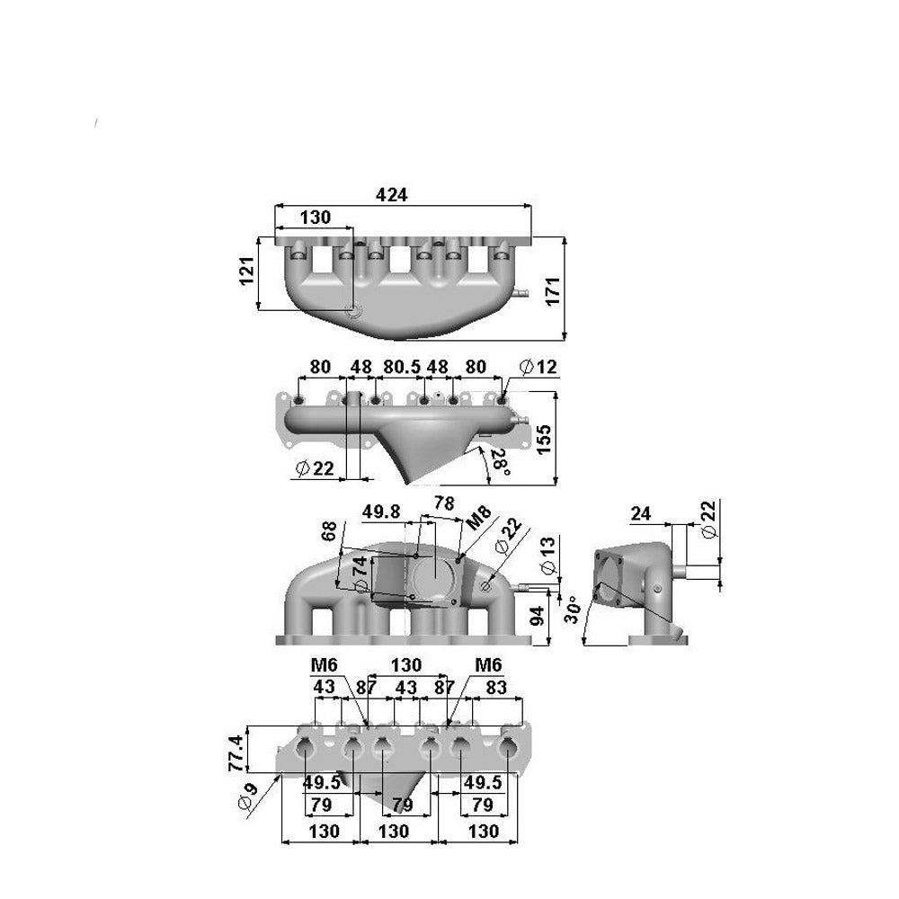 VW VR6 12V OBDI Short Runner Induction Intake Manifold + COMETIC GASKET