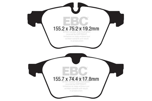 EBC 13+ Jaguar F-Type (Cast Iron Rotors Only) 3.0 Supercharged (340) Redstuff Front Brake Pads