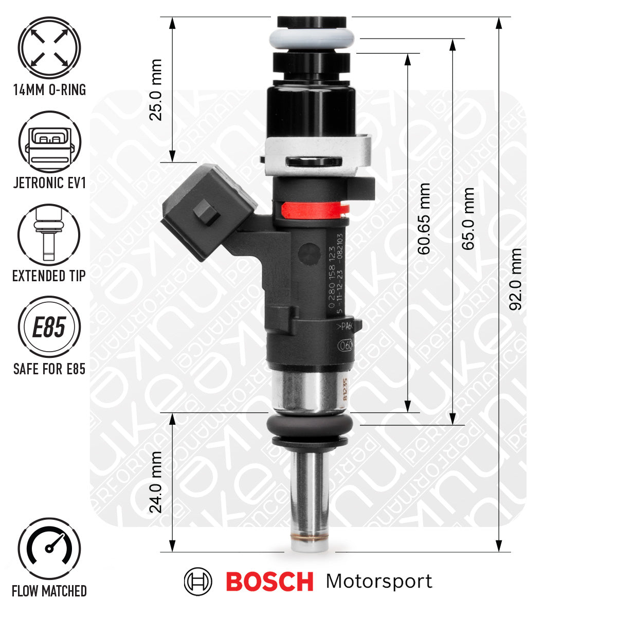 Nuke Performance - Bosch injector 627cc, 65mm (EV14L), 8pcs flow matched