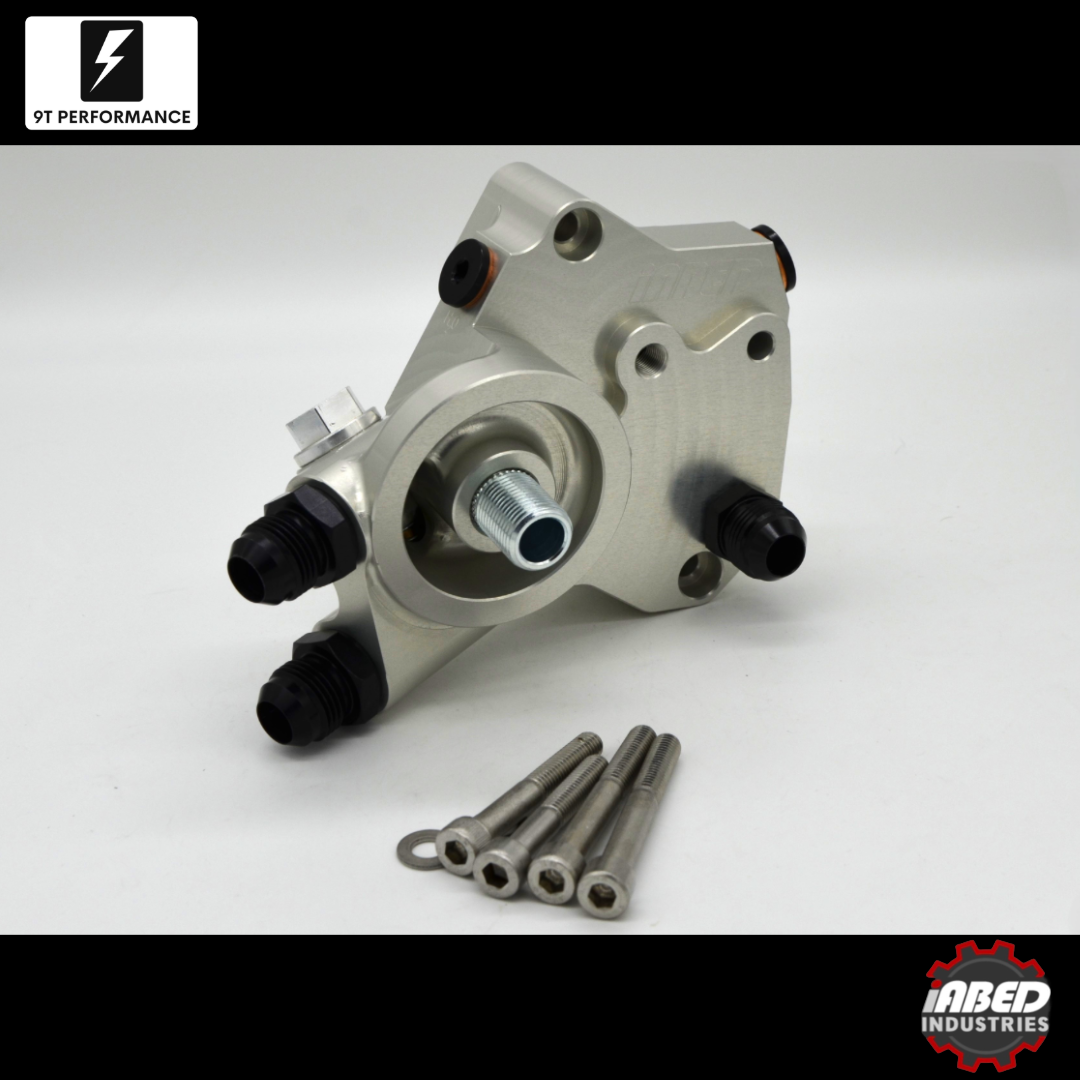 iABED Longitudinal 07k Billet Oil Filter Housing w/ Built In Thermostat