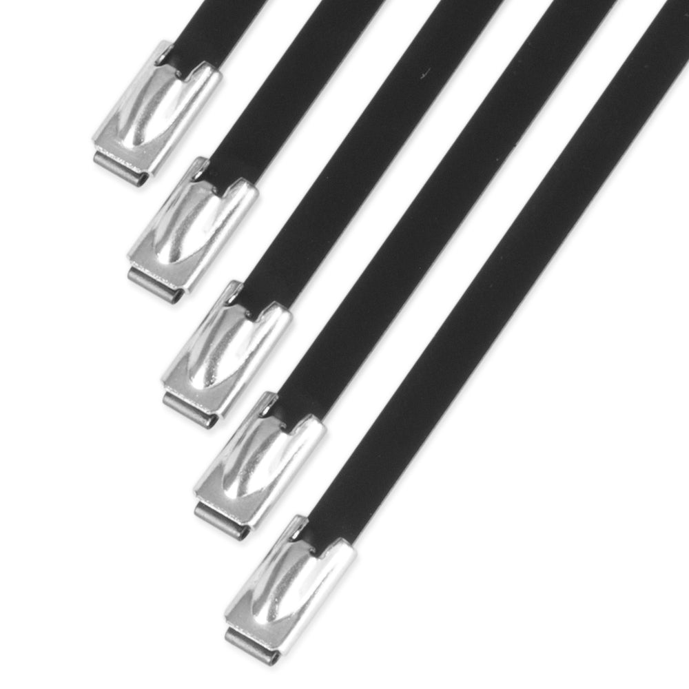 Nuke Performance - Stainless steel locking ties, 4.6mm x 200mm Black, 5pcs