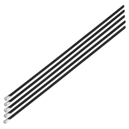 Nuke Performance - Stainless steel locking ties, 7.9mm x 500mm Black, 5pcs