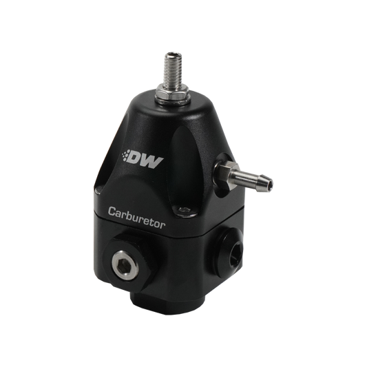 DeatschWerks Compact Carburetor Adjustable Fuel Regulator 6AN x4 Inlets - 6AN Return - Black