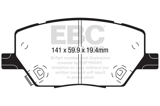 EBC 2015+ Fiat 500X 1.4T Extra Duty Front Brake Pads