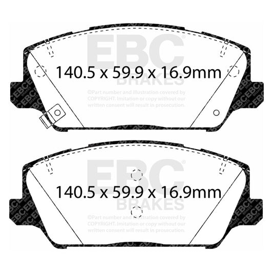 EBC 2017+ Kia Cadenza 3.3L Ultimax2 Front Brake Pads
