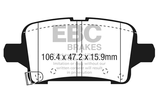 EBC 2016+ Chevrolet Malibu 1.5L Turbo (Elec PB) Yellowstuff Rear Brake Pads
