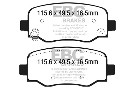 EBC 15+ Fiat 500X 1.4 Turbo Ultimax2 Rear Brake Pads