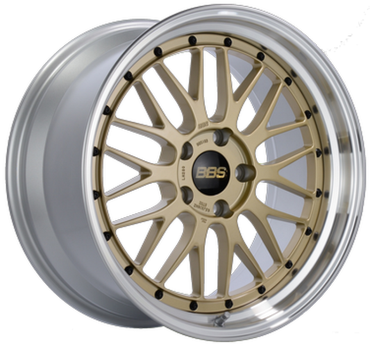BBS LM 18x8 5x114.3 ET40 Gold Center Diamond Cut Lip Wheel - 82mm PFS/Clip Required