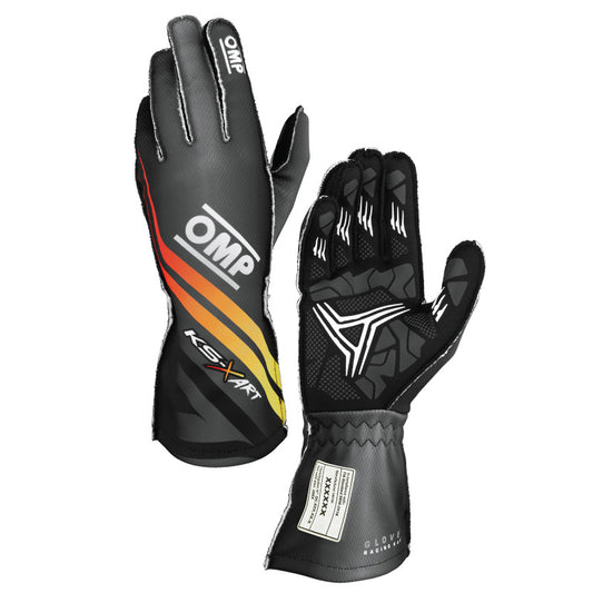 OMP KS-X ART GLOVES my2025 FIA 8877-2022 BLACK/YELLOW/RED SZ 4 (KIDS)