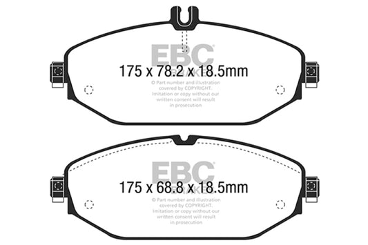 EBC 15+ Mercedes-Benz C300 (W205) 2.0 Turbo Yellowstuff Front Brake Pads