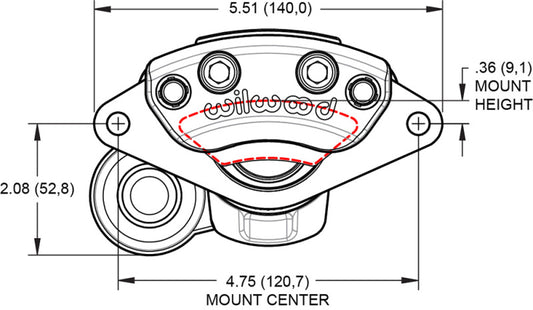 Wilwood caliper EPB .157-.393 rotor L/H ANO W/HT motor