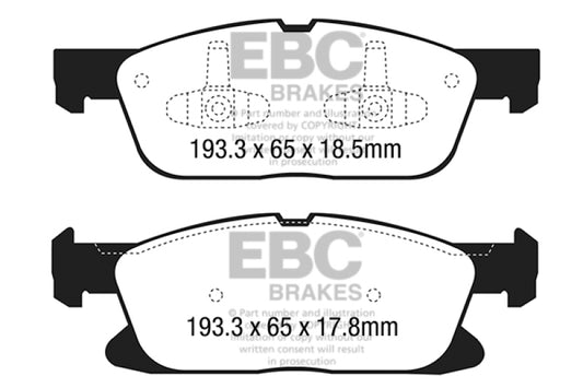 EBC 15+ Ford Edge 2.0 Turbo FWD Ultimax2 Front Brake Pads