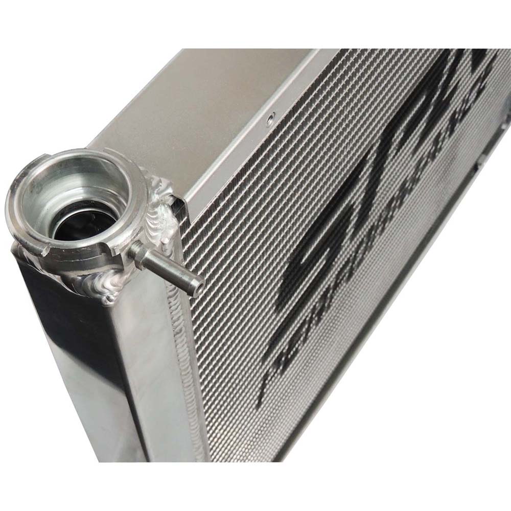 Lightweight Late Model Radiator - Double Pass - 26.8" x 19.6" + Remote Fill Tank - Blue Cap
