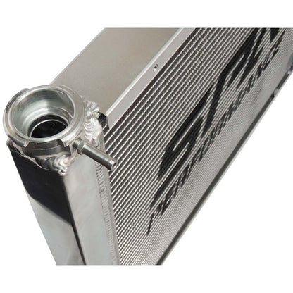 Lightweight Late Model Radiator - Double Pass - 26.8" x 19.6" + Remote Fill Tank - Blue Cap