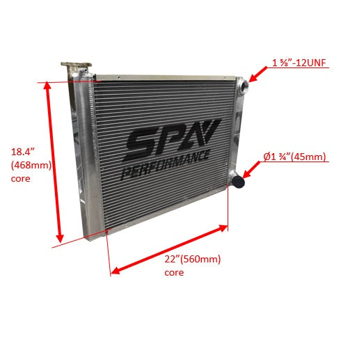 Lightweight Late Model Radiator - Double Pass - 26.8" x 19.6" + Remote Fill Tank - Blue Cap