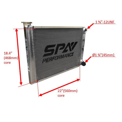 Lightweight Late Model Radiator - Double Pass - 26.8" x 19.6" + Remote Fill Tank - Blue Cap