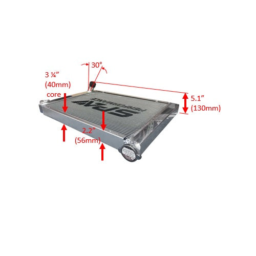 Lightweight Late Model Radiator - Double Pass - 26.8" x 19.6" + Remote Fill Tank - Blue Cap