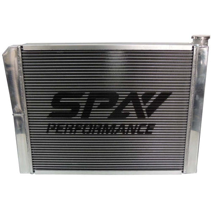 Lightweight Late Model Radiator - Double Pass - 26.8" x 19.6" + Remote Fill Tank - Blue Cap