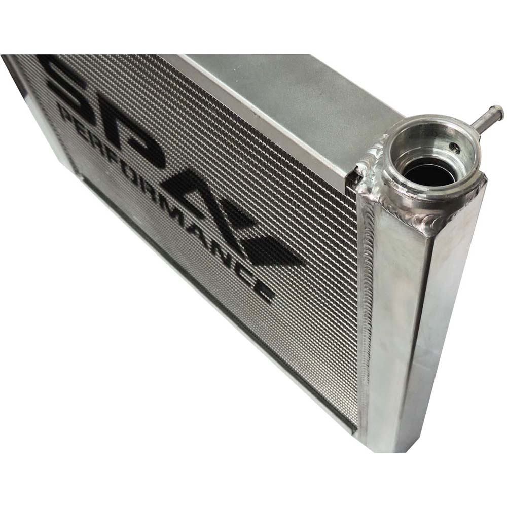 Lightweight Late Model Radiator - Double Pass - 26.8" x 19.6" + Remote Fill Tank - Blue Cap