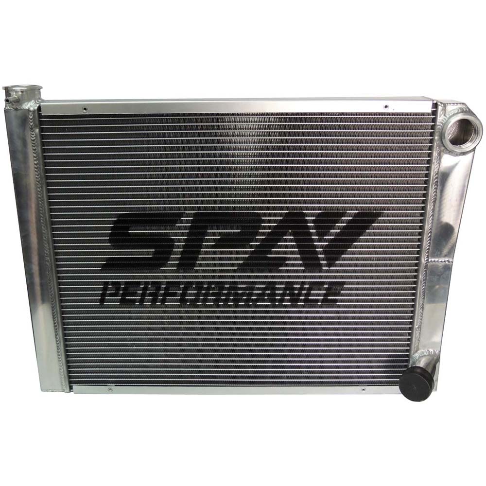 Lightweight Late Model Radiator - Double Pass - 26.8" x 19.6" + Remote Fill Tank - Blue Cap