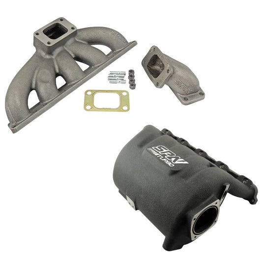 VW Jetta / Golf MK4 2.5L 5 cylinder 20V 07K T3 top mount turbo manifold + Intake Manifold - Black