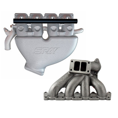 VW B5 T3 top mount turbo twin scroll manifold wastegate "i" + Cast Aluminum Intake Manifold for longitudinal with 4 injectors Fuel Rail Kit (without throttle bolt holes)