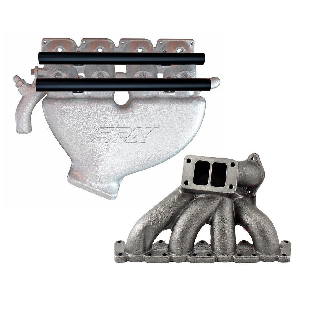 VW B5 T3 top mount turbo twin scroll manifold wastegate "i" + Cast Aluminum Intake Manifold for longitudinal with 8 injectors Fuel Rail Kit (without throttle bolt holes)