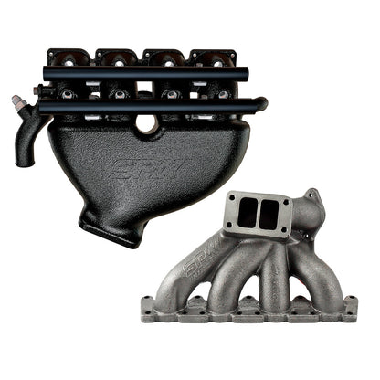VW B5 T3 top mount turbo twin scroll manifold wastegate "i" + Cast Aluminum Intake Manifold for longitudinal with 8 injectors Fuel Rail Kit (without throttle bolt holes) Black