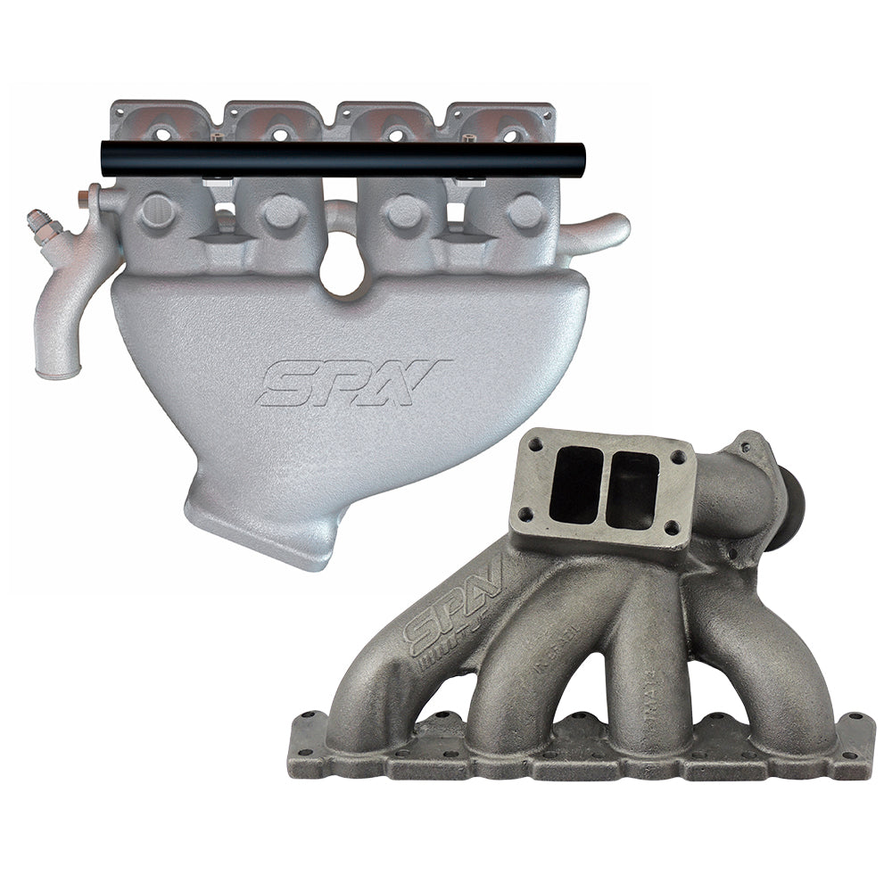 VW B5 T3 top mount turbo twin scroll manifold wastegate V-Band + Cast Aluminum Intake Manifold for longitudinal with 4 injectors Fuel Rail Kit (without throttle bolt holes)