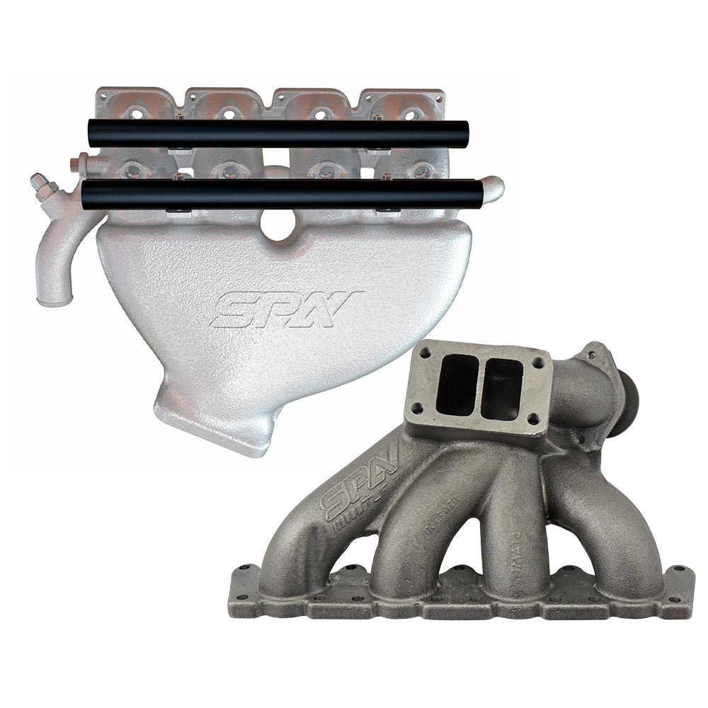 VW B5 T3 top mount turbo twin scroll manifold wastegate V-Band + Cast Aluminum Intake Manifold for longitudinal with 8 injectors Fuel Rail Kit (OEM throttle)