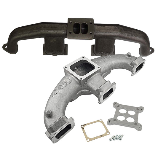 Chevy II 194 / 230 / 250 / 292 inline 6 T4 turbo manifold + INTAKE MANIFOLD for Single Quad Carb (4 barrel) - PRE SALE