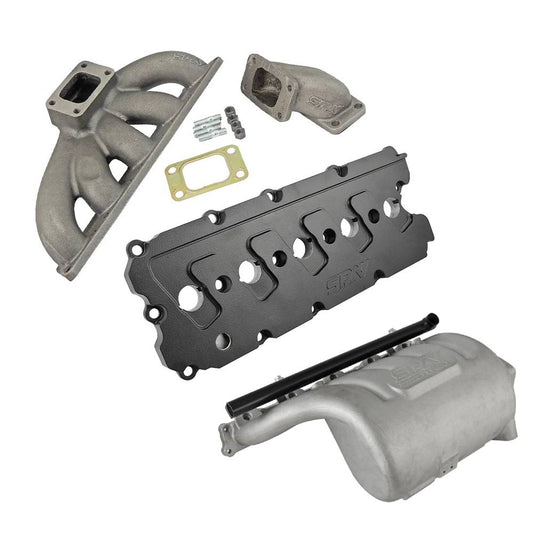 Turbo manifold, cast aluminum valve cover & intake manifold WITH FUEL RAIL for VW Jetta/Golf MK4 2.5L 5-cyl 20V 07K.