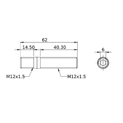 FORGED WHEEL STUD COMPETITION TYPE 62mm M12x1.5 - Pack of 4