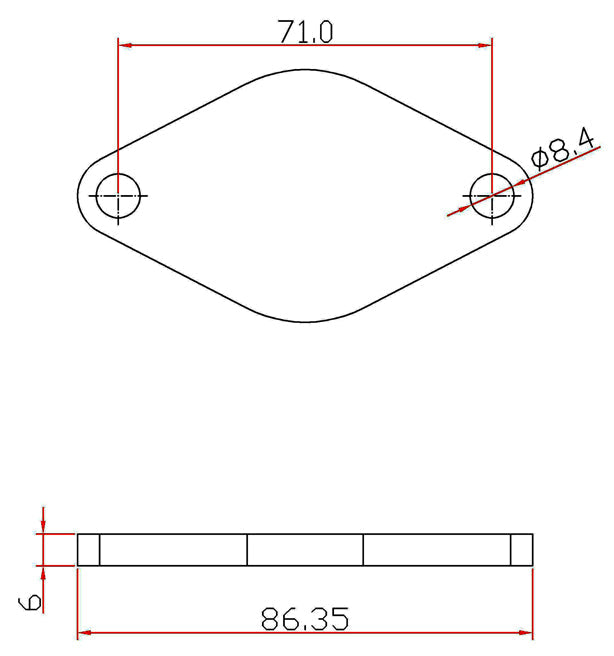 2 bolt "i" fitting wastegate block off flange
