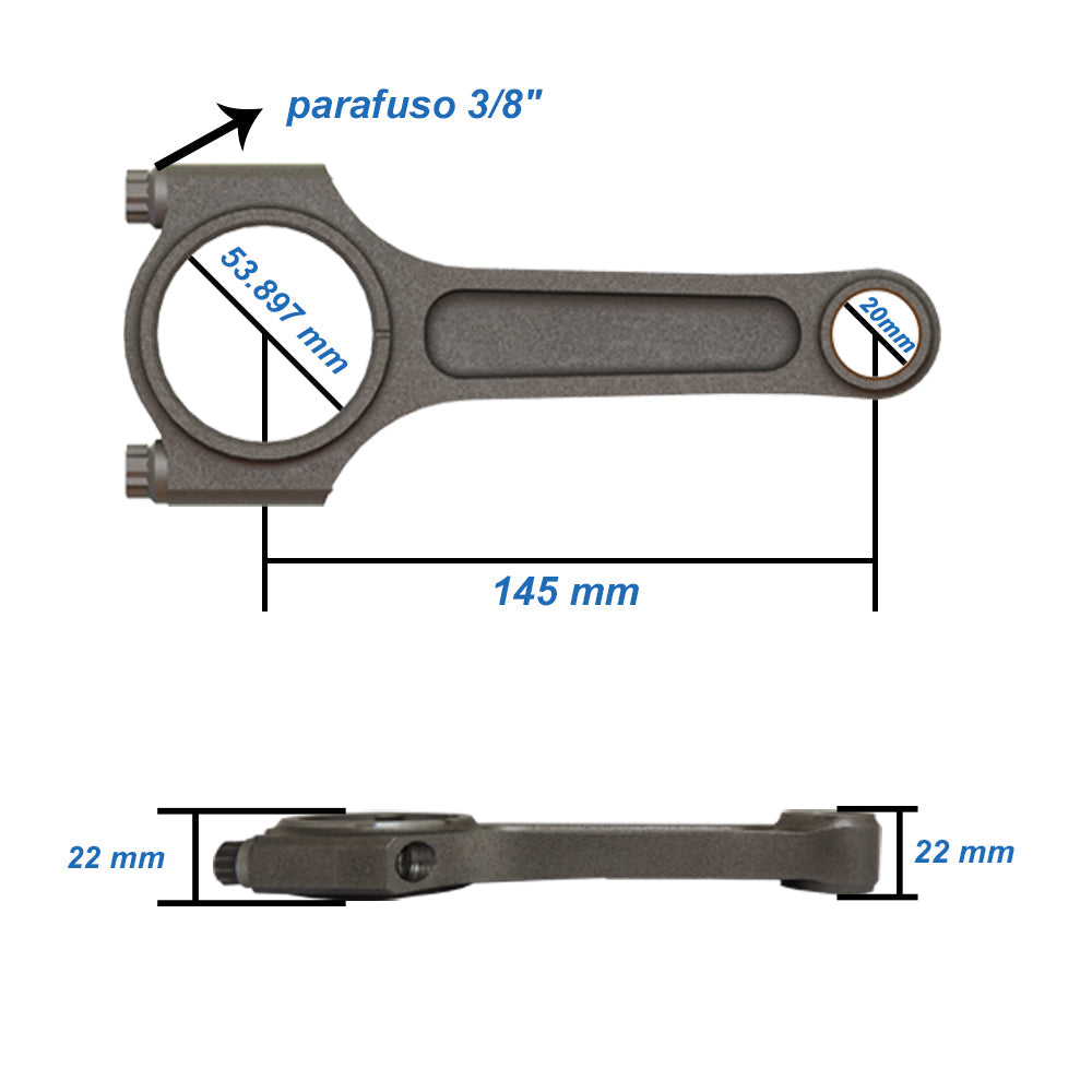 Fiat Coupe / Lancia 2.4 20V 144mm x 20mm High Performance Connecting Rod Set 3/8" bolt (700hp)