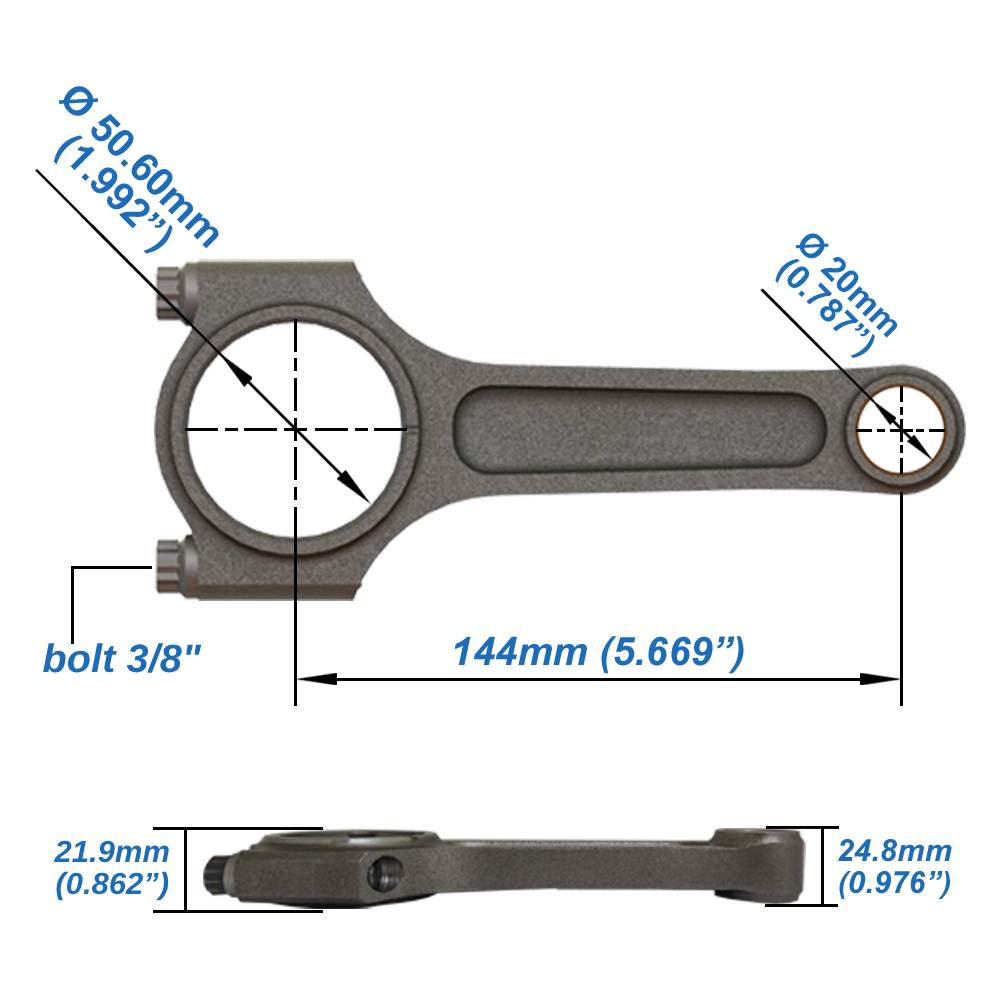 VW/AUDI 2.0L TSI 144mm x 20mm High Performance Connecting Rod Set 3/8" bolt (600hp)