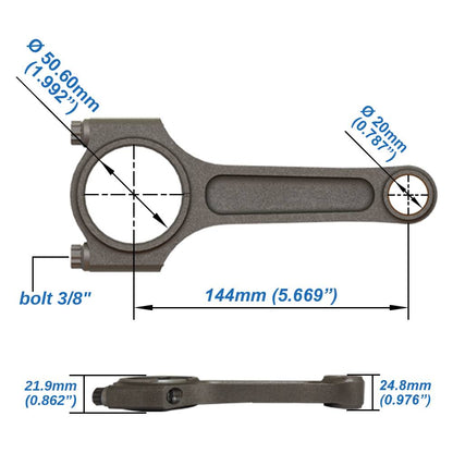 VW/AUDI 2.0L TSI 144mm x 20mm High Performance Connecting Rod Set 3/8" bolt (600hp)