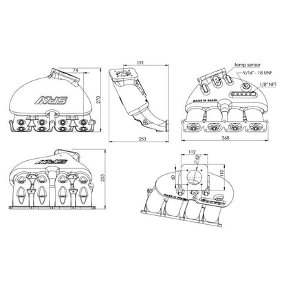 VW B5 T3 top mount turbo twin scroll manifold wastegate V-Band + Cast Aluminum Intake Manifold for longitudinal with 4 injectors Fuel Rail Kit (without throttle bolt holes)