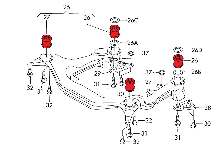 Verkline Front Aluminum Subframe Bushings - Audi B5/B6/B7 & C5