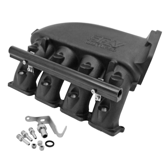 Cast Aluminum Intake Manifold for transverse VW/AUDI 1.8T - 4 injectors Fuel Rail Kit (right side OEM throttle) - Black