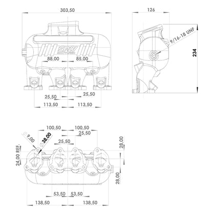 INTAKE MANIFOLD VW 8V CROSS FLOW - 4 INJECTORS - Black