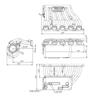 VW 2.5L 5 CYLINDER 20V 07K CAST ALUMINUM INTAKE MANIFOLD - WITH 5 INJECTORS FUEL RAIL - PRE SALE