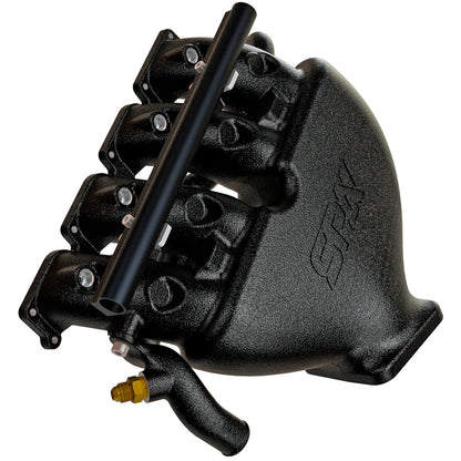 VW B5 T3 top mount turbo twin scroll manifold wastegate "i" + Cast Aluminum Intake Manifold for longitudinal with 4 injectors Fuel Rail Kit (OEM throttle) Black