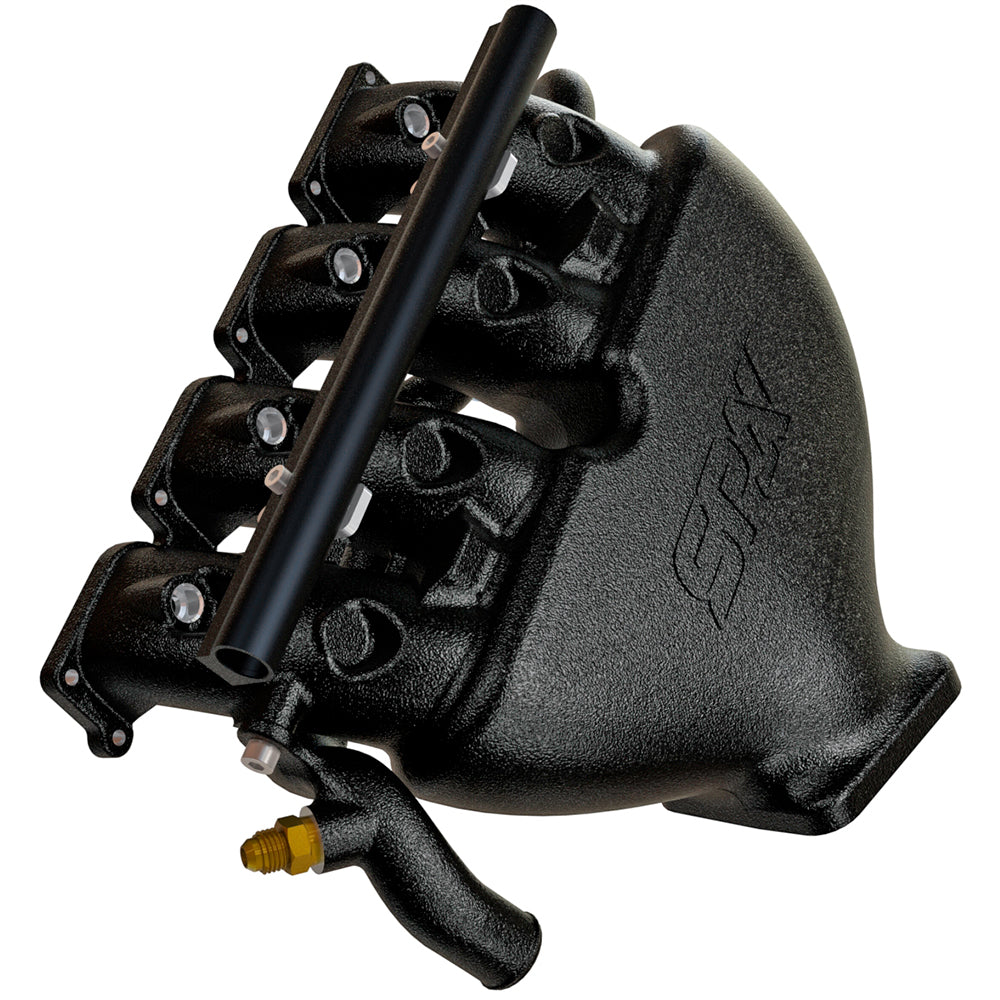 VW B5 T3 top mount turbo twin scroll manifold wastegate V-Band + Cast Aluminum Intake Manifold for longitudinal VW/AUDI 1.8T with 4 injectors Fuel Rail Kit (OEM throttle) Black